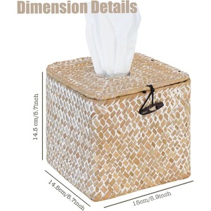 Boîte à mouchoirs en jonc de mer tissé à la main, boîte de rangement artisanale, écologique, naturelle, décoration intérieure et extérieure, vente en gros du Vietnam - Product Image 4