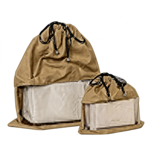 Minimalist <b>Canvas</b> <b>Drawstring</b> Dust <b>Bag</b> Beige Polyester Lining Unisex Portable Storage <b>Bag</b> For Shoes Beach Travel - Product Image 1