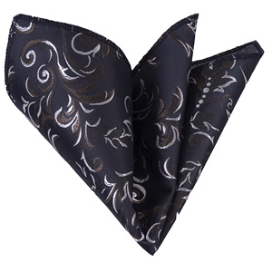 Pañuelo de bolsillo negro y marrón con diseño Paisley CM4280 - Product Image 1