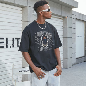 Camiseta informal de algodón de alta calidad para hombre, ropa de calle de gran tamaño con estampado de logotipo personalizado con patrón sólido largo de microfibra, Color sólido - Product Image 2