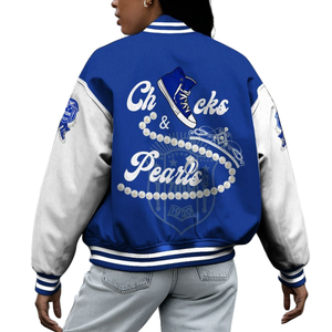Zeta Phi Beta 1920 Fondateurs Jour Letterman Veste ZPB Bleu Blanc Sororité Varsity Vie Grecque Chenille Patch Vêtements - Product Image 2