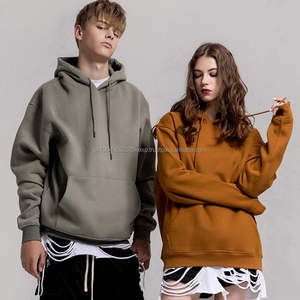 Sudadera con Capucha Lisa de Fabricante, Sudadera con Capucha Extra Grande Unisex Beige, Sudadera con Capucha Holgada con Hombros Caídos, Sudadera con Capucha Estilo Urbano - Product Image 1