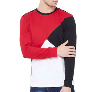 เสื้อยืดแขนยาวผ้าคอตตอนสำหรับผู้ชายผ้า100% แห้งเร็วสีต่างกันมีลายตัวอักษร - Product Image 5