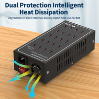 Stasiun Pengisian Daya Cepat 100W 20USB-A Pengisi Daya Ponsel QC3.0 Adaptor Daya Blok USB Bahan Gan untuk Penggunaan Luar Ruangan/Pabrik/Sekolah