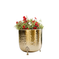 Pot de fleurs hydroponique avec finition dorée, décoration de mariage avec support en métal, vente en gros de pots en fer de luxe
