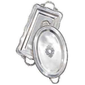 Plateaux de service décoratifs faits à la main en laiton et aluminium, finition hôtelière, pour la décoration de la maison et de la table - Product Image 2