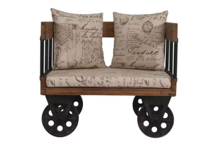 Ensemble de canapés de salon de luxe moderne victorien en bois de manguier, tissu, roues en fer, mobilier d'atelier, mobilier de parc, design de loisirs, décoration intérieure - Product Image 3