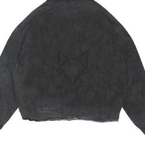 Vente en gros de pull à capuche surdimensionné délavé à l'acide pour hommes, coupe hivernale, sans ourlet, style vintage, polaire à motif solide et lourd - Product Image 3