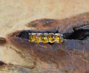 แหวนทัวร์มาลีนสีเหลือง925เครื่องประดับอัญมณีแฮนด์เมดเงินแท้แหวนห้าชิ้นของขวัญครบรอบ - Product Image 1