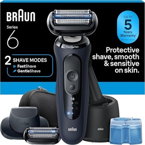 B r a u n Electric <b>Razoring</b> for <b>Men</b> Series 6 Extra Shavers Heas, 4-in-1 Clean & Charge Center, Travel Case, S6 6177ps - Product Image 1