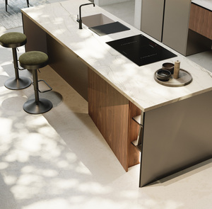 Juego de Muebles de Cocina Modernos de Lujo Hechos en Italia al 100%, Diseño Italiano Personalizado, Gabinetes de Cocina Modulares de Madera Acanalada - Product Image 4