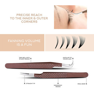 Pince à cils professionnelle en acier inoxydable avec embouts en fibre de haute qualité et fournitures d'extension de cils à bande incurvée individuelle - Product Image 4