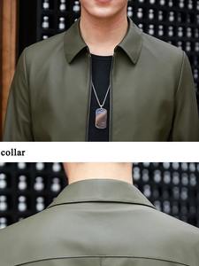 Chaquetas de cuero genuino para hombre de moda 2024, chaqueta de hombre de color sólido de gamuza de otoño, chaqueta de hombre de cuero informal simple popular. - Product Image 4