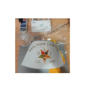 Chapeau Fez maçonnique blanc pur brodé à la main avec des fils d'or, broderie de haute qualité, personnalisé, 32 degrés, haute qualité, personnalisé - Product Image 5