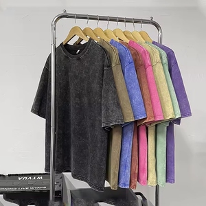 2024 mode populaire 230GSM surdimensionné doux 100% coton décontracté unisexe personnalisé poids lourd Vintage lavé à l'acide t-shirt hommes - Product Image 1