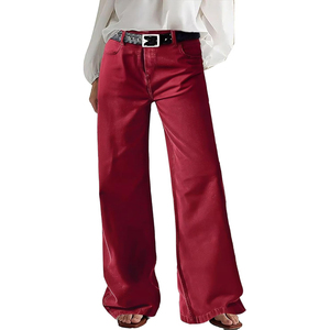 Pantalones Vaqueros de Mezclilla Transpirables de Cintura Alta para Mujer, Pantalones Cargo Casuales de Pierna Ancha a la Moda para Invierno - Product Image 1