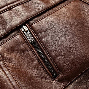 Nouvelle veste pour hommes à manches longues col montant en faux cuir doublure polaire hommes veste fermeture éclair chaud quotidien bureau vestes courtes - Product Image 5