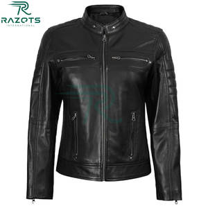 Nouvelle conception, fabrication sur mesure, vente en gros, veste en cuir pour femmes, veste en cuir lourd sur mesure avec couleurs personnalisées - Product Image 3