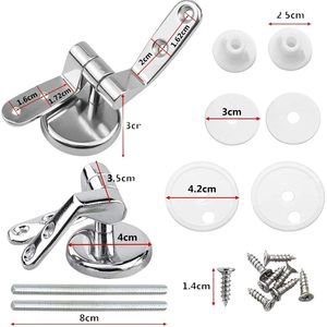 Kit Completo HM de Bisagras Universales para Asiento de Inodoro de Aleación de Zinc y Acero Inoxidable con Tornillos, Juntas y Liberación Rápida, Material MDF - Product Image 2