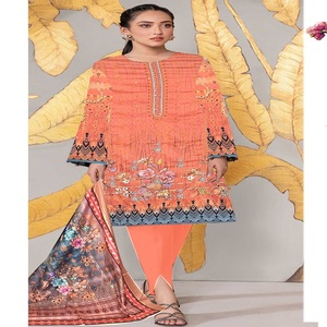 AF Fashion Women's 3 piezas Pakistani Lawn Suits Venta al por mayor Indian Dress Kurta Set con Salwar Kameez & Dupata - Product Image 4