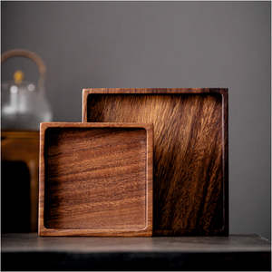 Juego de bandeja de servicio de diseñador de madera natural de 3 piezas Tecnología de artesanía decorativa de aspecto natural - Product Image 2