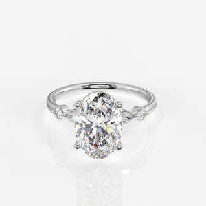 Bague de fiançailles en moissanite taille ovale, or 9 carats, élégante et luxueuse - Product Image 5