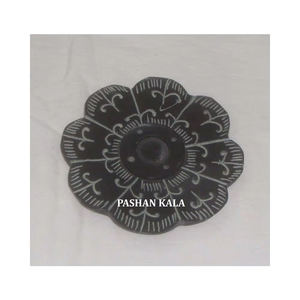 Gorgeous Antique Floral Design <b>Incense</b> <b>Stick</b> <b>Holder</b> Handmade Glossy Round Shape Natural Soapstone <b>for</b> Online Sale Best Price - Product Image 1