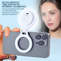 Mini Anneau Lumineux LED Portable de Poche 3 Tons pour Selfie Beauté (Lumière Chaude/Froide/Naturelle) avec Aimant pour Téléphone Portable