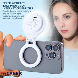 Mini Anneau Lumineux LED Portable de Poche <span class=keywords><strong>3</strong></span> Tons pour <span class=keywords><strong>Selfie</strong></span> Beauté (Lumière Chaude/Froide/Naturelle) avec Aimant pour Téléphone Portable - Product Image 4