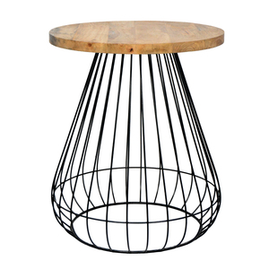 Wholesale Price Nordic Luxury Industrial Top Wood with Metal Frame <b>Black</b> Custom Color Side <b>Tables</b> <b>Round</b> Center <b>Coffee</b> <b>Table</b> - Product Image 2
