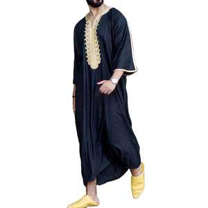 Bordado musulmán Jubba thobe ropa para hombres islámico saudí Kaftan árabe ropa hombres Abaya Thawb caftán - Product Image 2