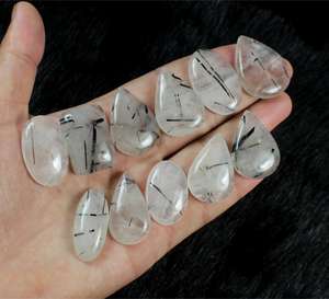 Meilleure qualité naturel blanc Rutile Cabochon mélange forme lâche pierres précieuses en vrac lot faisant pour l'argent à la main pendentif fournisseurs - Product Image 1