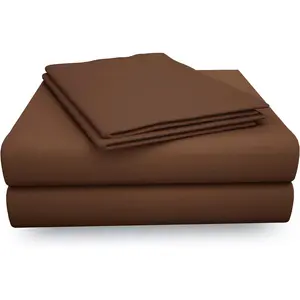 SA2024ベッドシーツのコレクションベッドシーツキングサイズ綿100% 210 TC枕カバー2枚付きココブラウンベッドシーツ