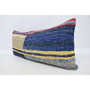 Almohada con acento bohemio Floral Vintage Beige, cojín de lana de lujo de 16x36 pulgadas, patrón esponjoso tejido para ropa de cama - Product Image 4