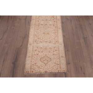 พรมวินเทจสไตล์ตุรกี ขนาด 2x6 ฟุต สีเบจ-น้ำตาล ลายปะติดปะต่อ ทำจากขนสัตว์ เป็นมิตรต่อสิ่งแวดล้อม ด้านหลังเป็นยางลาเท็กซ์ - Product Image 2