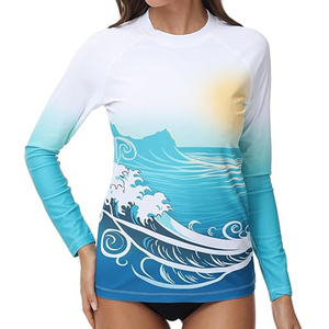 OEM personalizado de las mujeres Rash Guard protección UV camisas de natación de manga larga de secado rápido UPF 50 + agua playa surf natación Tops - Product Image 3