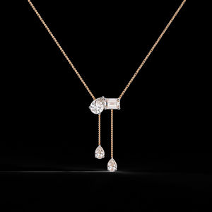 ลดกระหน่ำ14K สร้อยคอลูกแพร์สีขาวทองสำหรับผู้หญิงสร้อยคอเพชรสำหรับปลูกในห้องปฏิบัติการทำจากทองคำขาวออกแบบได้ตามต้องการ - Product Image 1