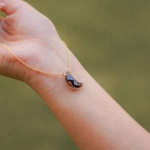 Crescent Moon Shape Smoky Quartz Gemstone Wire Wrap Charm <b>Double</b> Bail Pendant <b>Necklace</b> 925 Silver Jewelry - Product Image 1