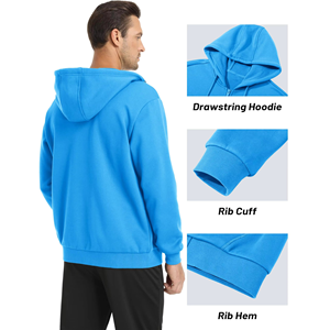 Ultra Soft Touch Fabric Winter Men's Custom Logo Fleece Streetwear Sudadera con capucha Transpirable y a prueba de viento Mezcla de algodón de manga larga - Product Image 3