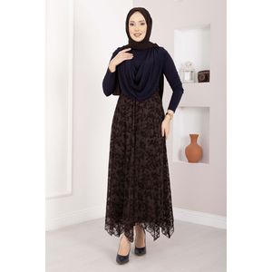 Robe élégante bleu marine pour femme Sandy, col drapé, respirante, taille unique, idéale pour les fêtes de jour, disponible en XS, S, XL, 3XL - Product Image 2