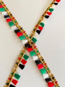 UAE National Flag Day Jalebi Lace Trim Embroidery <b>Sequin</b> Border Customized Color Glittered for Flags and Garments Wholesale - Product Image 3
