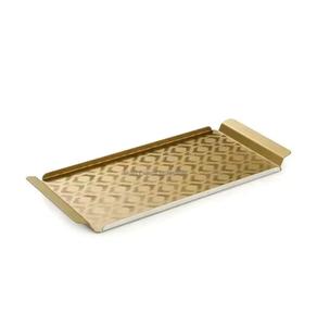 Plateau de service en métal doré populaire avec poignée en forme de rectangle pour la maison et l'hôtel plateaux de service pour aliments et boissons - Product Image 5
