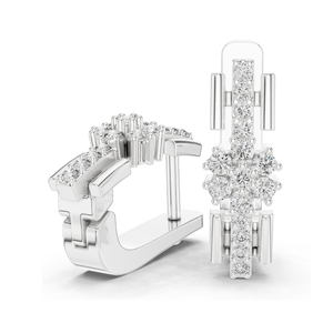 Boucles d'oreilles flocon de neige en diamant de laboratoire 0,296 CT, taille brillant rond, or 10KT, 14KT, 18KT et argent 925, or rose, jaune, blanc - Product Image 3