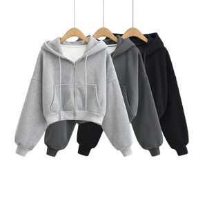 Sudadera holgada de invierno para mujer, 100% algodón, forro polar, cuello alto, estampado frontal, estilo informal - Product Image 1