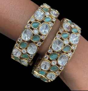 Pulsera Polki Latón chapado en oro mate Accesorio de joyería de moda para bodas Fiestas Tamaños disponibles 2,4 2,6 Regalo perfecto - Product Image 3