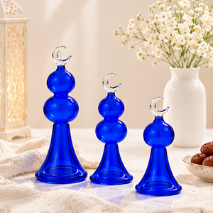 Juego de Adornos Decorativos de Cristal Hechos a Mano en Egipto con Forma de Luna Creciente y Minarete para Ramadán, con Colores Personalizables y Tamaños Graduados - Product Image 4