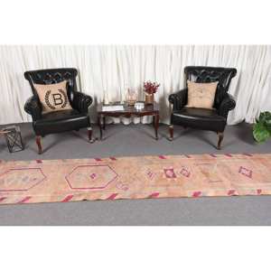 Tapis Patchwork Rose Beige Traditionnel 2.6X11 ft Rectangle Couloir Design pour Entrée Salon Viscose Laine Latex Maison Élégante - Product Image 2