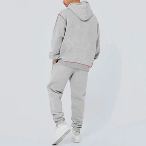 Conjuntos Deportivos Unisex 2024 Personalizados con Estampado Puff, Transpirables, Ecológicos, Tallas Grandes, 100% Algodón, Conjuntos de Color, Ropa Urbana de Invierno - Product Image 4