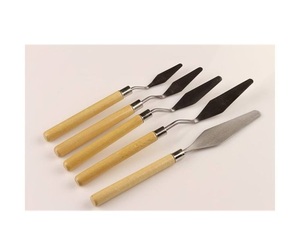 5 pièces Palette couteau ensemble peinture inoxydable grattoir spatule manche en bois pour artiste toile peinture à l'huile couleur mélange gâteau décorer - Product Image 6