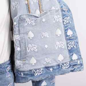 Pantalones vaqueros personalizados y chaqueta traje overol bordado hombres conjunto denim - Product Image 3